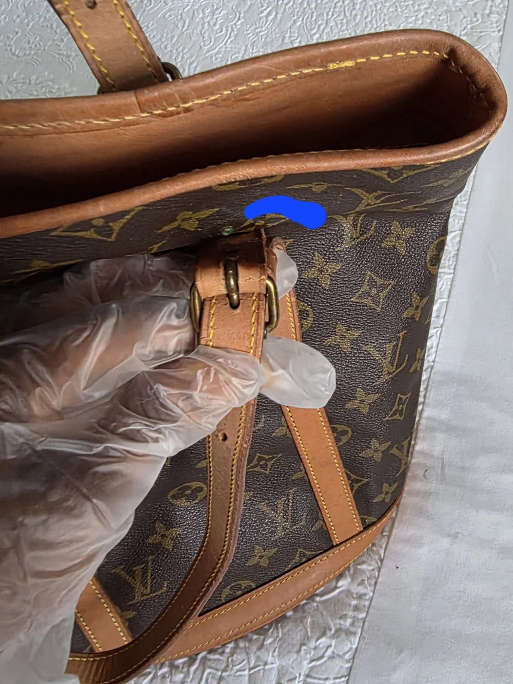Louis Vuitton Monogram Canvas Shoulder Bag in Brown and Tan